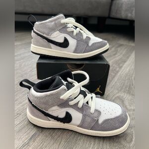 Toddler Jordan 1 Mid SE Craft White Cement Grey Black Nike Sneaker size 10